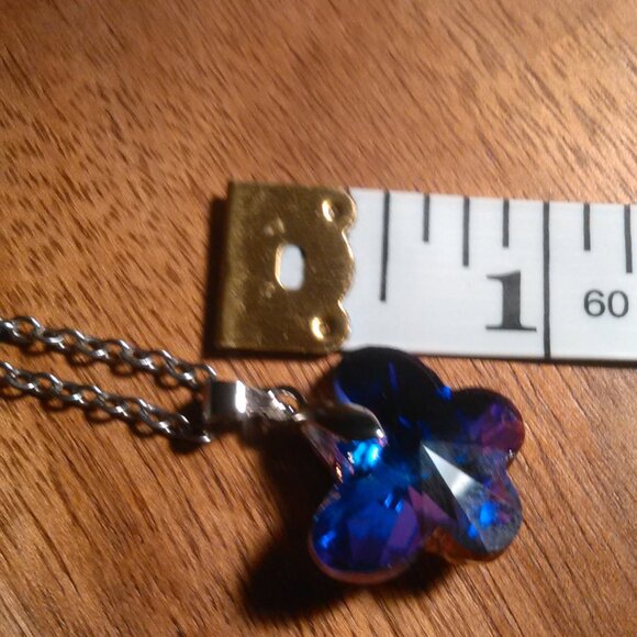 Magic Color Crystal Butterfly Brass Pendant Stainless Steel Necklace - Picture 7 of 16